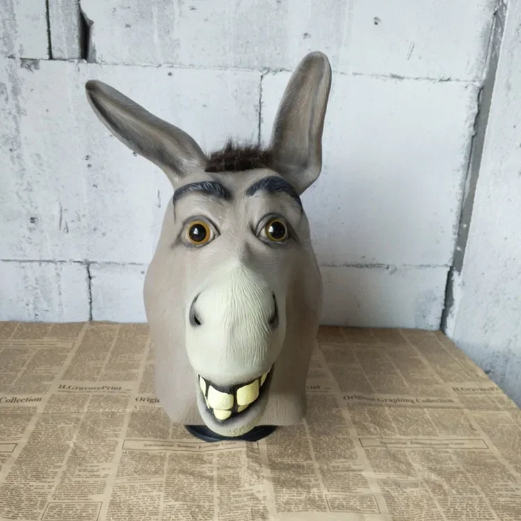 NEW Latex Animal Head, Adult Donkey mask loquacious donkey dance mask Halloween horror play funny performance animal hood