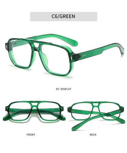 SHAUNA Double Bridges Anti Blue Light Retro Women Square Glasses Frame Fashion Men Optical Eyewear
