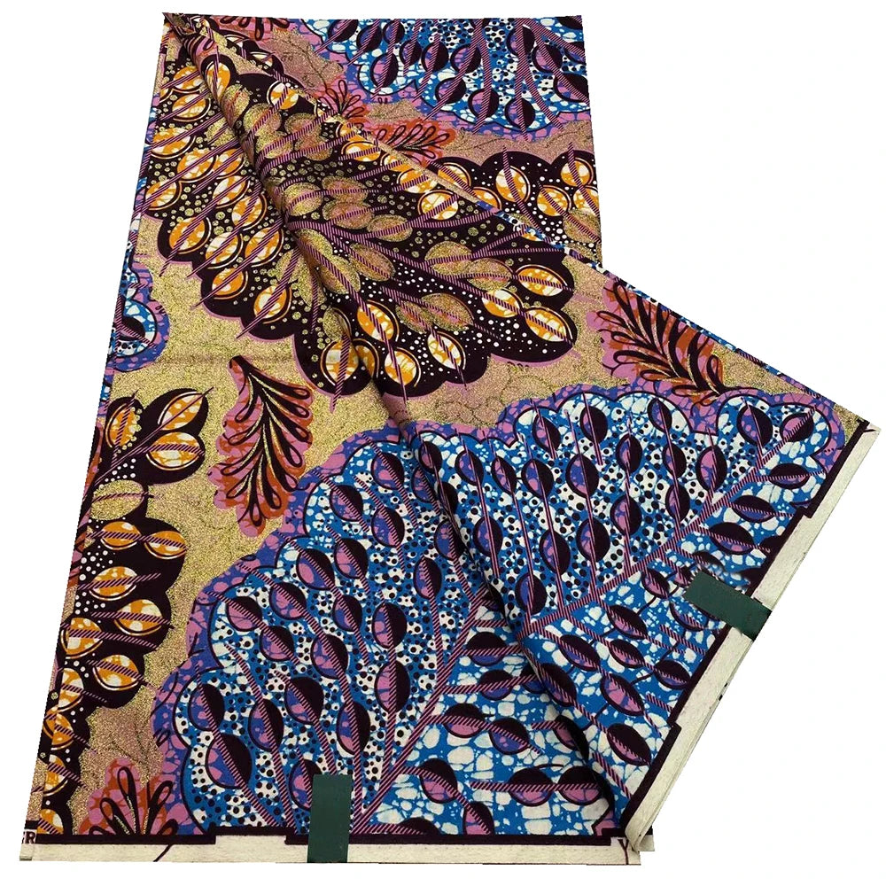 African Wax Prints Fabric Golden Wax Fabric High Quality Ankara Fabric for Party Dress New Grand Super 100% Cotton Y15, 6Yards