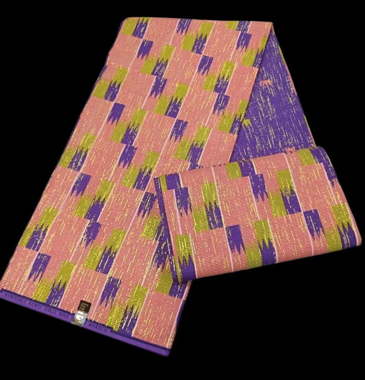 KENTE 4+2YARD 2024 Latest Design 6 Yards/lot African Fabric Gold Powder Ankara 100% Cotton Farbic For Sewing Wax Print Fabric