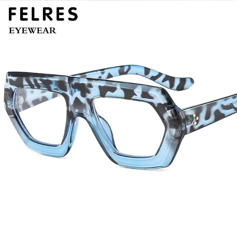Womens Thick Frame Reading Glasses 2024 Anti Blue Light Fashion Designer Transparent Eyewear Finished Hyperopia Eyeglasses Hot