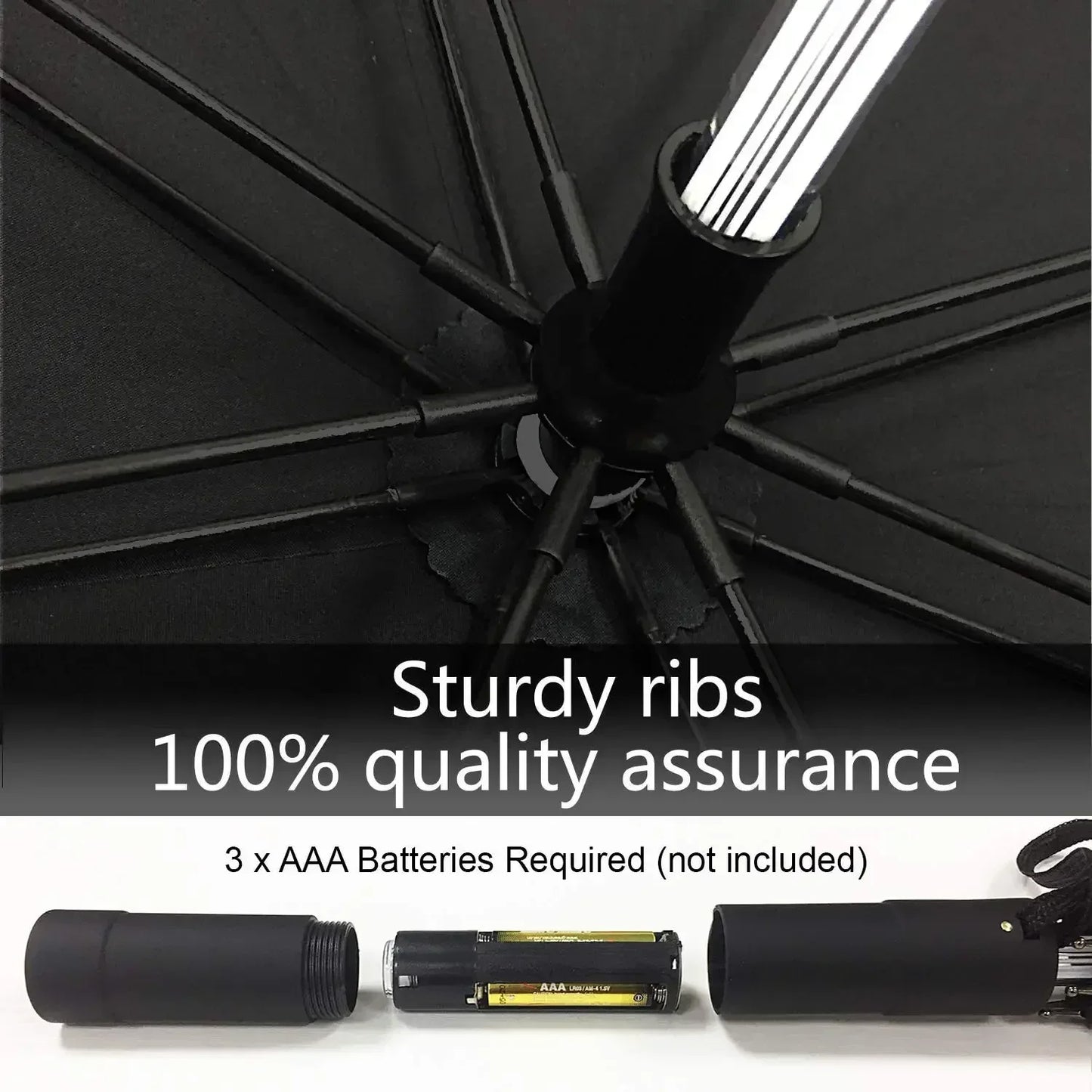 LED Light Up Umbrellas with Flashlight Handle, Clear, Black, Gray, Red