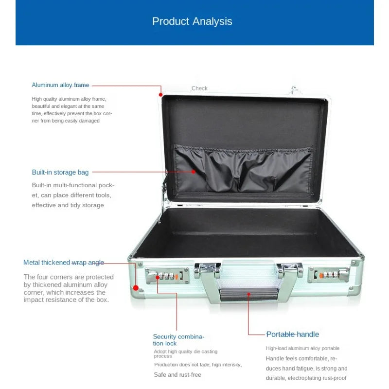 Aluminum alloy Combination lock Portable case Document storage box Data sorting Portable  safe box  mini money safe