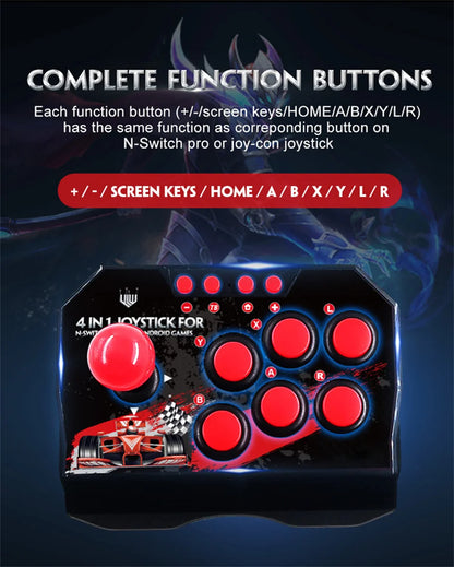 GAMINJA 4-in 1Game Joystick With 3M USB Cable TURBO Games Console Rocker Arcade Station For Nintendo Switch Android TV PS3 PC