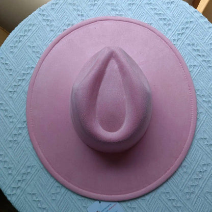 Suede Fedora Multicolor Heart-shaped Top 9.5cm Brim Men and Women Jazz Hat Panama Hat