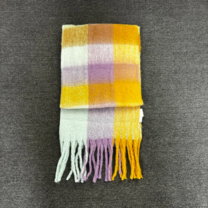 Winter Fashion Brand Plaid Scarf Women Warm Pashmina Female Scarves Wraps Bufanda Tassels Shawl Long Rainbow Hairy Luxury Brand