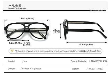 Unisex Retro Glasses Frame Large Eyeglasses Anti Blue Light Square Opical Glasses Aviation Suitable Decoration Eyewear