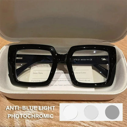 EYORA Oversize Fashionable Reading Glasses Anti Blue Ray Myopia Eyewear Progressive Photochromic Prescription Optical Glasses