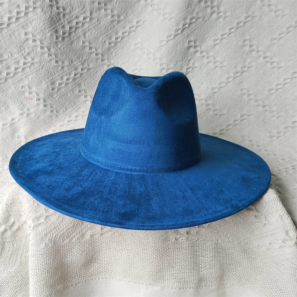Colorful Suede Wide Brim Felt Fedoras Women's Hat Men's Church Jazz Hat Denim Hat Panama шляпа женская летняя 2024