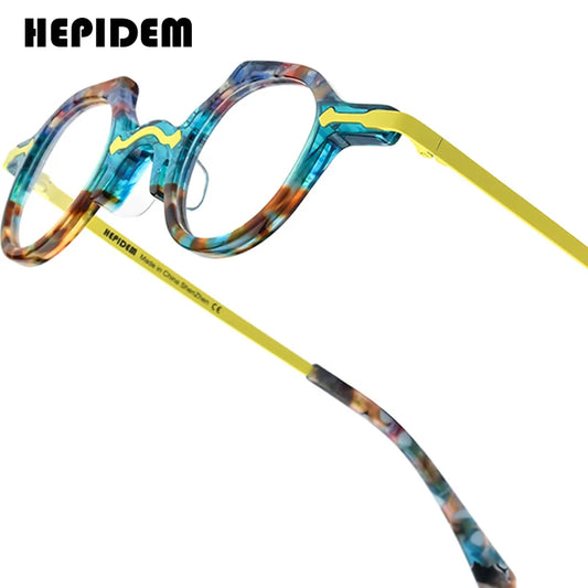 FONEX HEPIDEM Acetate Eyeglasses Frame Men 2025 New Small Round Brand Design Glasses Women Retro Vintage Eyewear Spectacles 9341
