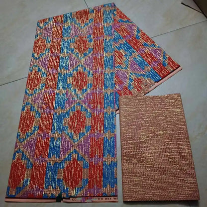 KENTE 4+2YARD 2024 Latest Design 6 Yards/lot African Fabric Gold Powder Ankara 100% Cotton Farbic For Sewing Wax Print Fabric
