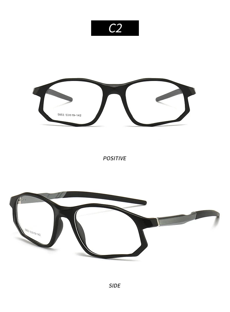 YIMARUILI New Fashion Sports Glasses Men and Women TR90 Spring Leg Design Big Face Optical Prescription Eyeglasses frame 5853