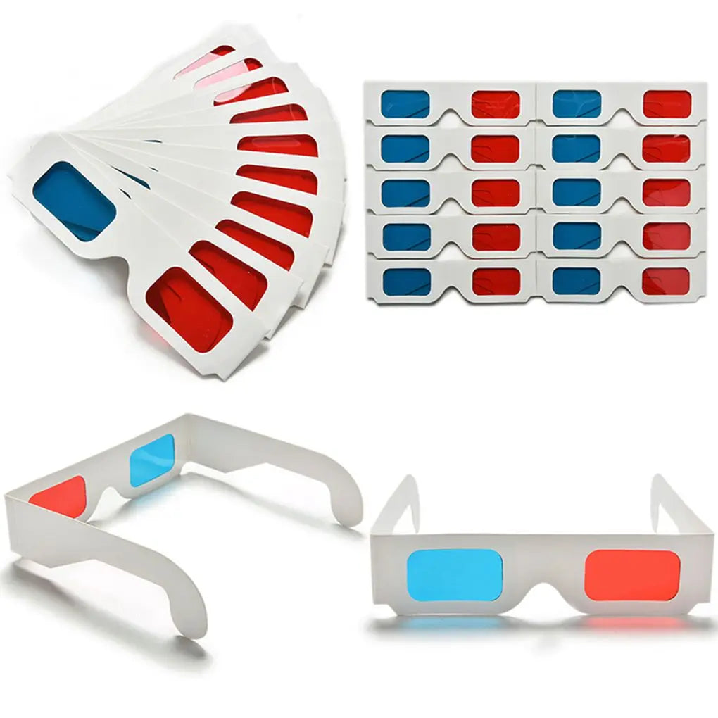 10pcs/set Universal Paper Anaglyph 3D Glasses Red Blue Cardboard Movie Game DVD Video TV 3D Glasses