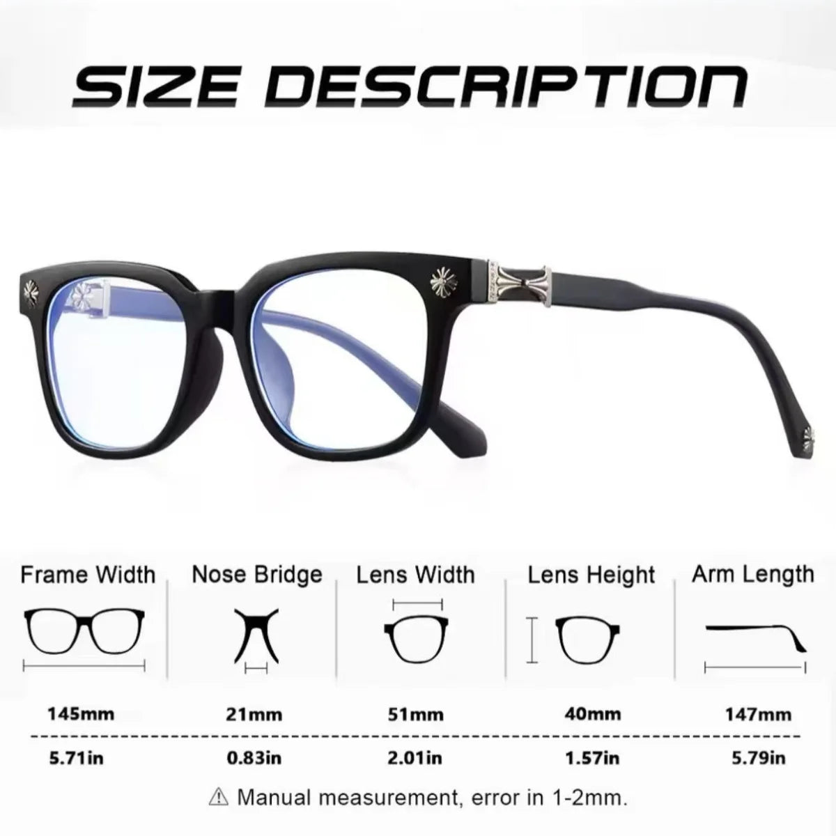 2pcs European and American retro men's and women's Y2K fashionable anti blue light versatile glasses multi-color combination is