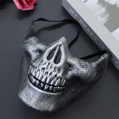 1pcs Skeleton Demon Mask Realistic Half Face Warrior Mask Halloween Cosplay Skull Costume Performance Props Accessories Tools