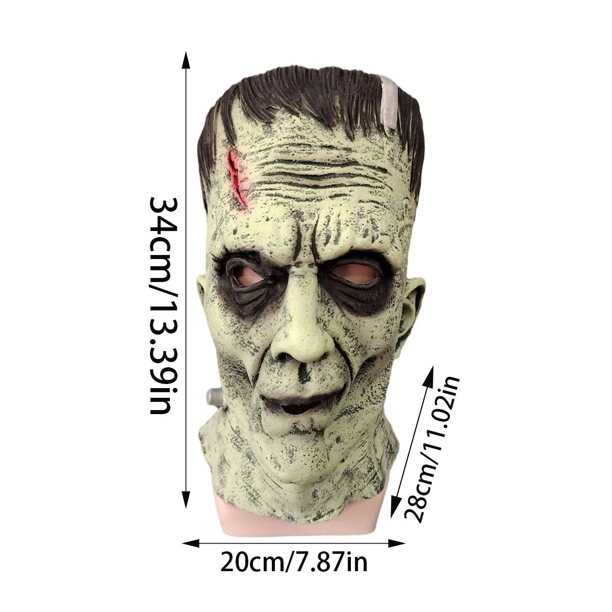 Horror Frankenstein Latex Mask Cosplay Monster Costume Mask Mad Scientist Movie Halloween Party Horror Men's Cosplay Costume