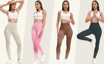 2 Pack Women's High Waisted Sexy Butt Lifting Seamless Solid Color Yoga Leggings Elastic And Breathable Fitness Sports Pants