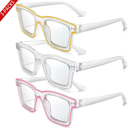 3 Pairs Fashion Casual Sunglasses For Women Large Transparent Shades Eyewear Daily Outfit shopping Selfie Hiking Travel Beach