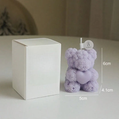Cute Rose Teddy Bear Scented Candle Soy Wax Aromatherapy Candle Valentine's Day Romantic Gift Home Decor