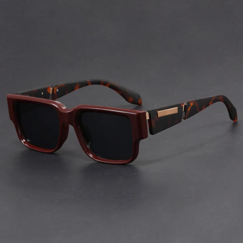 2025 New Vintage Oversized Square Sunglasses [1PCS Set Thick Frame Face Slimming Trendy Sun Glasses Street Style Windproof UV