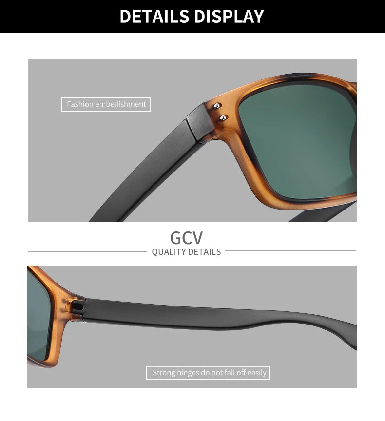 GCV Brand Fashion Wrap Frame Retro Decorative Photochromic Classic Polarized Women Men Versatile Pattern Sunglasses UV400 Goggle