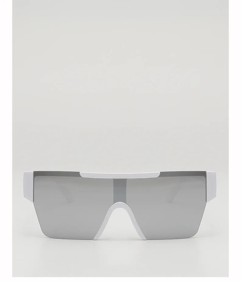 Retro Big Square Frame Women Men Sunglasses Fashion One Piece Black Silver Lens Shades UV400 Trending Sun Glasses Eyewear 2026