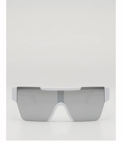 Retro Big Square Frame Women Men Sunglasses Fashion One Piece Black Silver Lens Shades UV400 Trending Sun Glasses Eyewear 2026