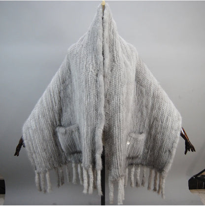 Long Style Winter Real Natural Mink Fur Scarf Lady 100% Natural Real Mink Fur Shawl Women Knitted Real Mink Fur Pashmina Scarves