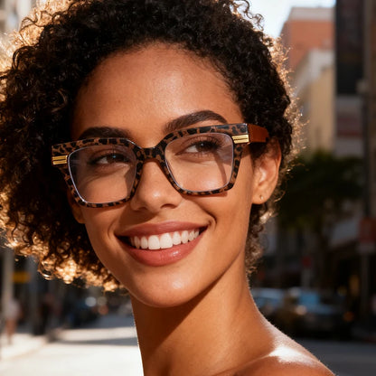 Oversized Square Reading Glasses Women Men Blue Light Protection Prescription Eyeglass Thick Frame Transparent Computer Eyewear