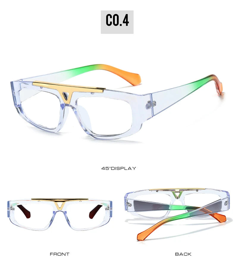 Brand Square Blue Light Blocking Men Reading Glasses Fashion Yellow Small Frame Double Bridge Hollowing Out Prescription Glasses