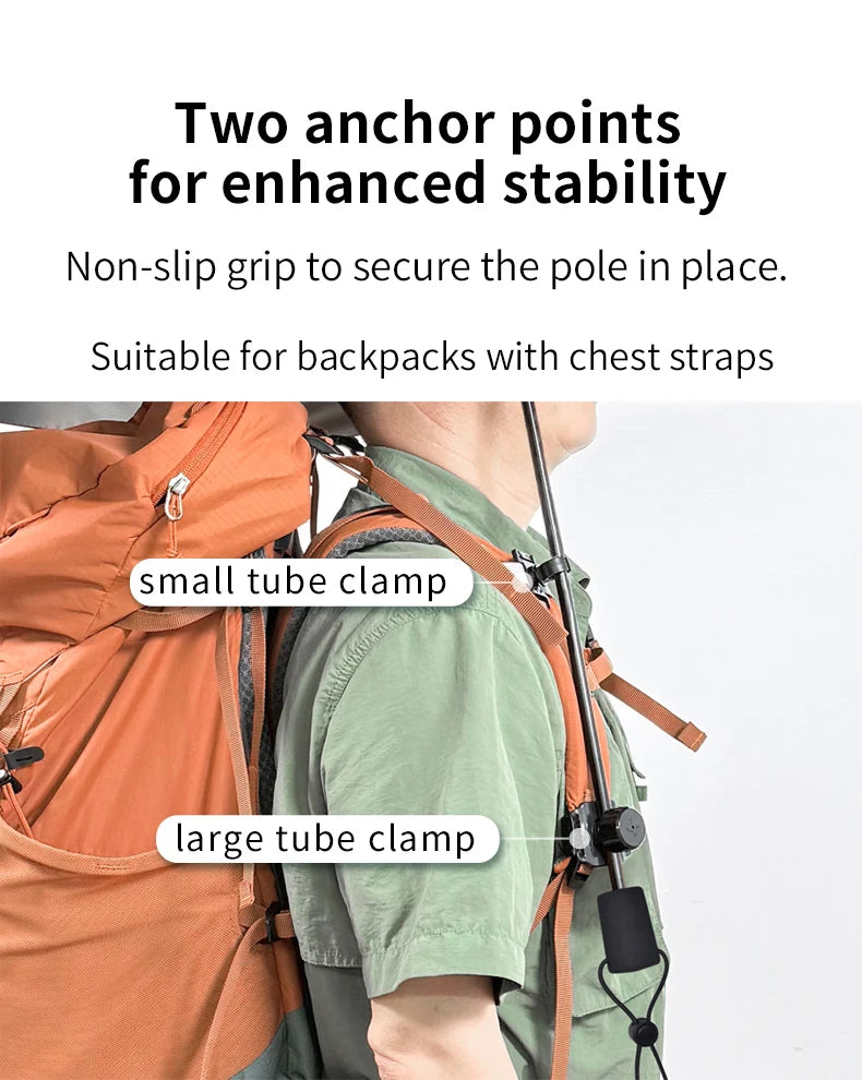 Hiking Umbrella Ultralight Outdoor trekkin long umbrella hands-free UV protection Umbrella Clip for Backpacks Sun & Rain Outdoor