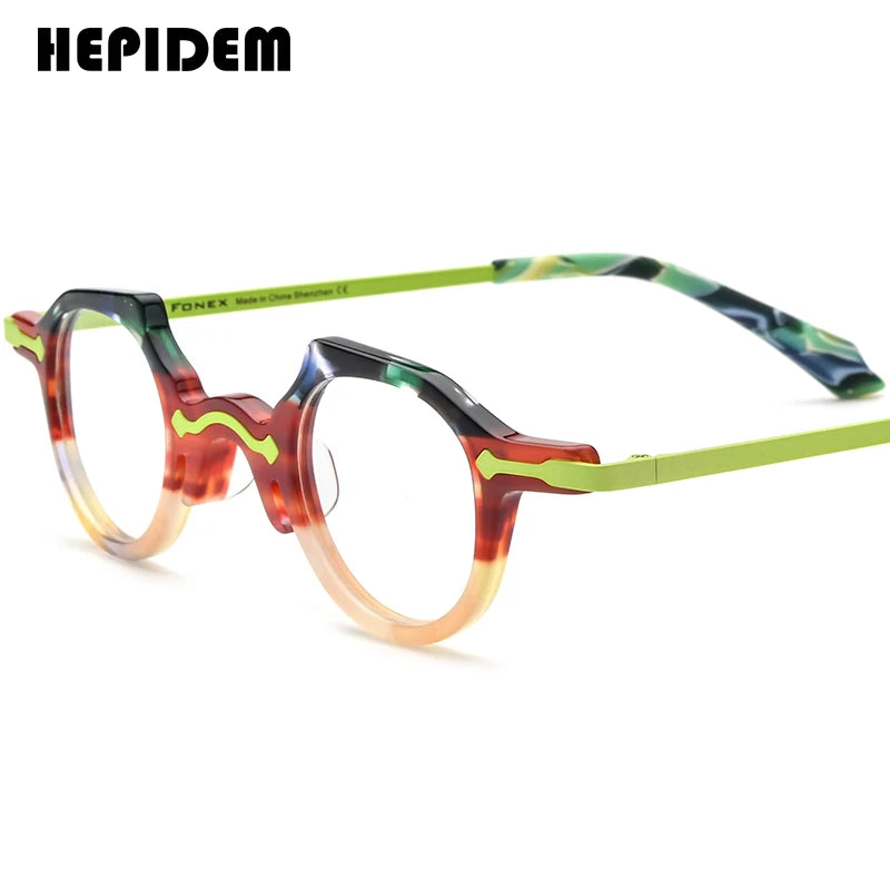 FONEX HEPIDEM Acetate Eyeglasses Frame Men 2025 New Small Round Brand Design Glasses Women Retro Vintage Eyewear Spectacles 9341