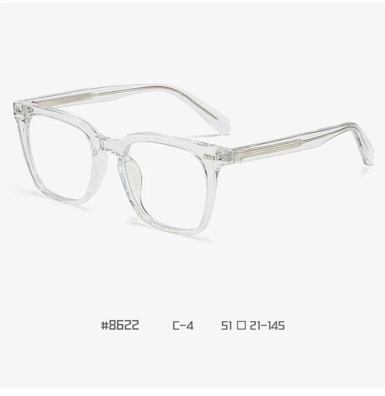 Transparent Square Men's Reading Glasses TR90 Large Frame Block Harmful Blue Light Myopia Prescription Glasses For Women