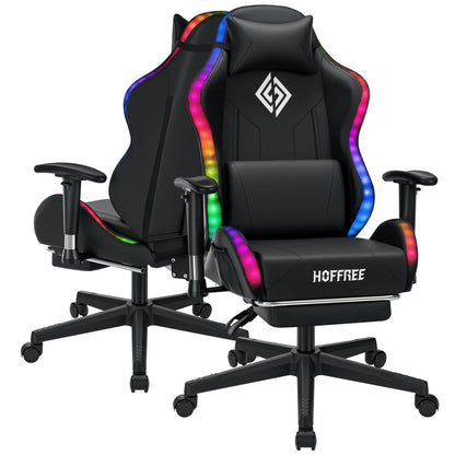 LED Gaming Chair for Children 8-15 Years, Adjustable Gamer Chair with LED Lighting, Footrest & Lumbar Support, Ergonomic PC Chai