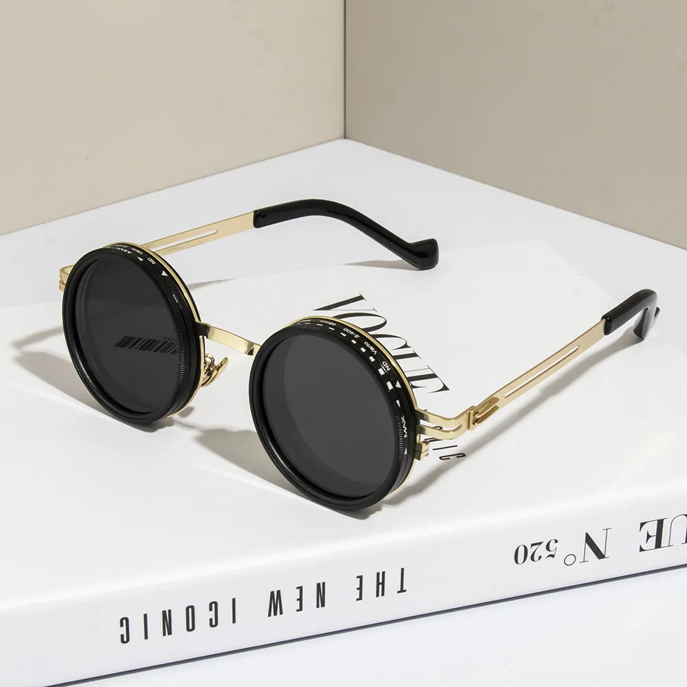 ND2-400 9 Level Adjustable Dimming Polarized Sunglasses Men Women Fishing Punk Round Glasses Driving Eyeglasses ND Filter
