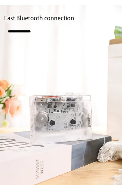 Transparent Tape Player Retro Stereo Cassette Player Walkman Nostalgia Cassette Tape Music Audio Auto Reverse With Bluetooth FM