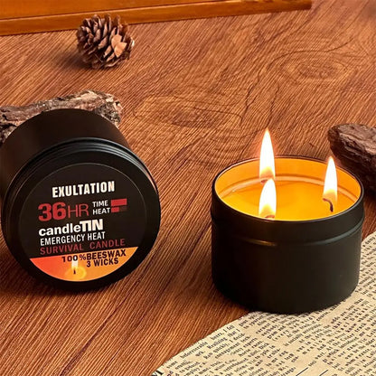 Emergency Candle 36 Hour 3 Wick Long Lasting Beeswax Survival Candle with Aroma for Home Camping Fishing