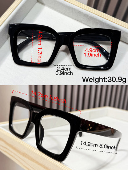 1Pc Women's Square Frame Tortoiseshell Color Glasses Transparent Lens Simple Classic Style Suitable for Daily Travel Photography