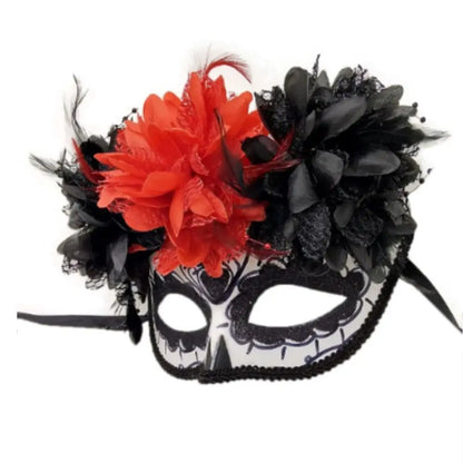 Halloween Masks With Fire Devil Flowers Mexico Day of the Dead Masks for Masquerade Balls Cosplay Performance Carnival Party