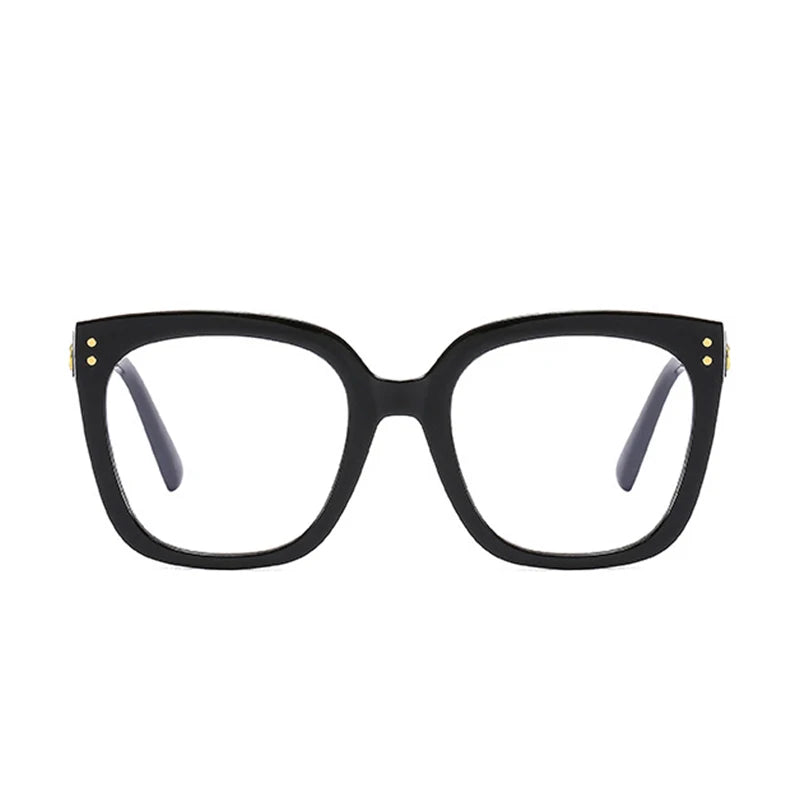 Black Oversized Square Reading Glasses for Women Rivets Retro Presbyopia Eyeglasses Female Transparent Optical Lenses