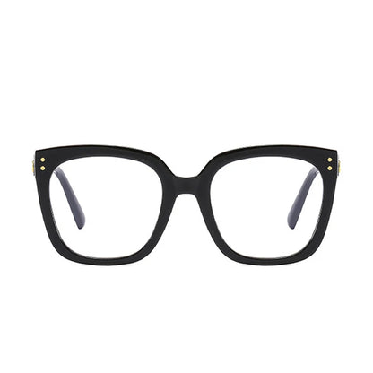 Black Oversized Square Reading Glasses for Women Rivets Retro Presbyopia Eyeglasses Female Transparent Optical Lenses