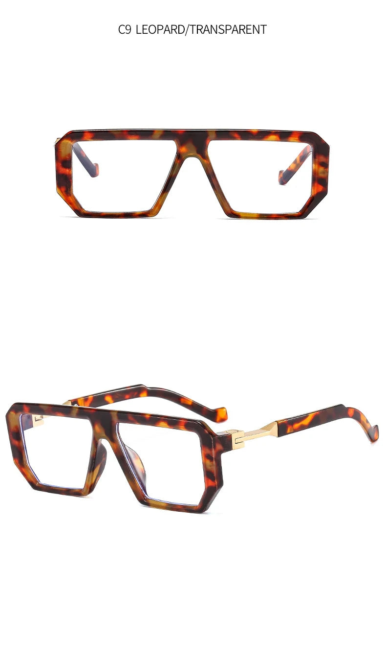 Retro Rectangle Men's Reading Glasses Transparent Computer Big Square Anti Blue Light Glasses Frame Punk Presbyopia Eyewear +1.5