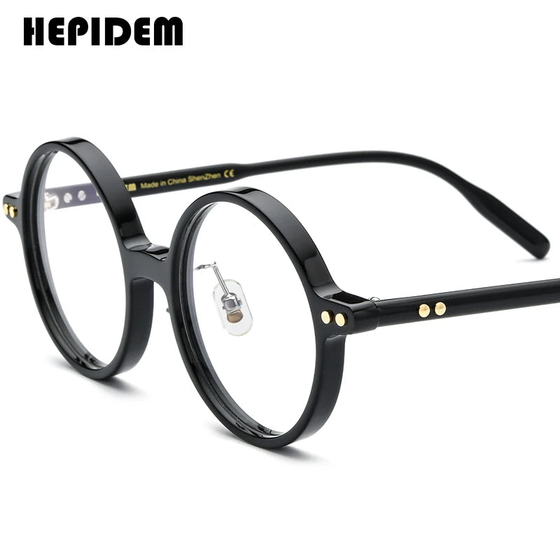 FONEX HEPIDEM Acetate Eyeglasses Frame Men 2025 New Small Round Brand Design Glasses Women Retro Vintage Eyewear Spectacles 9341