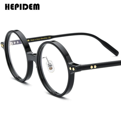 FONEX HEPIDEM Acetate Eyeglasses Frame Men 2025 New Small Round Brand Design Glasses Women Retro Vintage Eyewear Spectacles 9341