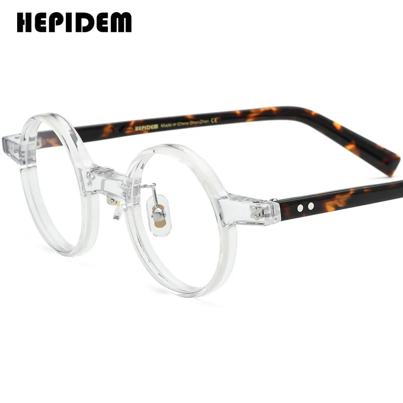 FONEX HEPIDEM Acetate Eyeglasses Frame Men 2025 New Small Round Brand Design Glasses Women Retro Vintage Eyewear Spectacles 9341