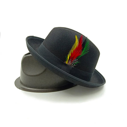 Trilby Men Classic Feather Fedora Hat Simple Women Gentleman Hamburger hat vintage hat Pork Pie Winter Autumn sombrero hombre