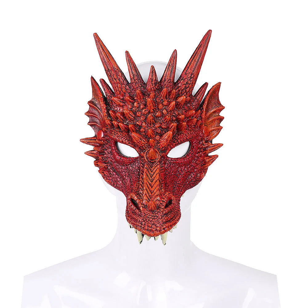Halloween Horror Dragon Mask Mardi Gras Carnival Party PU Foam 3D Dragon Mask Masquerade Cosplay Props Clothing Accessories