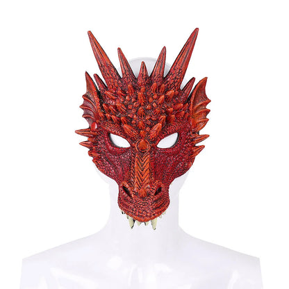 Halloween Horror Dragon Mask Mardi Gras Carnival Party PU Foam 3D Dragon Mask Masquerade Cosplay Props Clothing Accessories