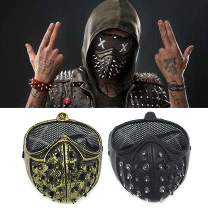 Punk 3-color Unique Styling Rivet Design Cool Lightweight Halloween Death God Halloween Plastic Comfortable To Wear Mask 55g