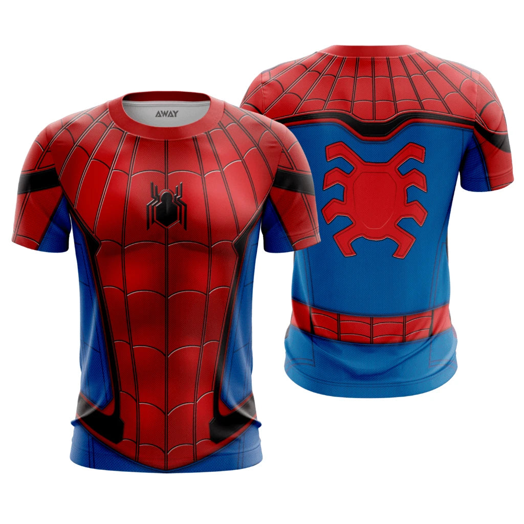 Parent‑child Spider Hero Graphic T‑Shirt,Red‑Blue 3D Printed Jersey,Polyester Short Sleeve Tops for Family Matching Outfits